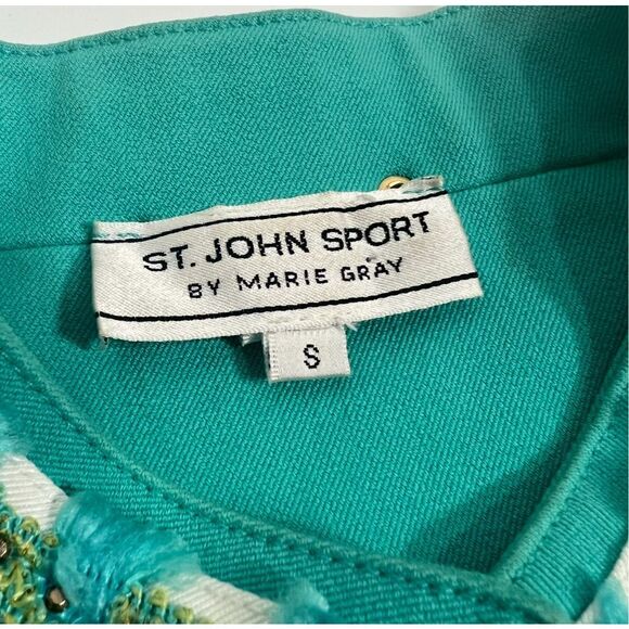 St. John's Sport Cotton Blend Teal Blue Button Up Jacket Embellished Detail Smal - Picture 4 of 11